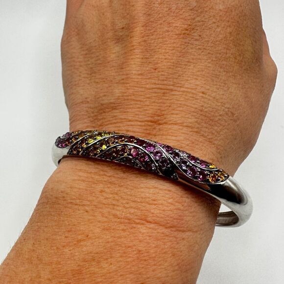 NWOT Unbelievable lab created sapphires in sterling silver cuff bracelet! - Picture 5 of 15